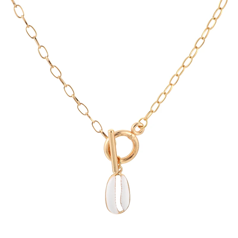 Docona богемное ожерелье золотого и белого цвета с подвеской в виде ракушек для