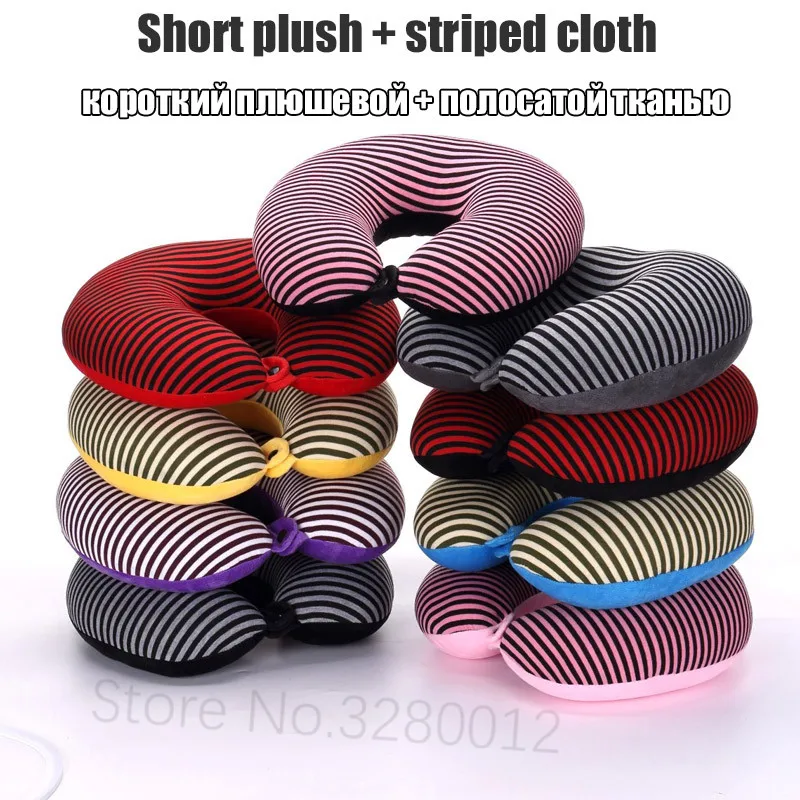 Дорожная подушка Microbeads/Inflation U образной формы мягкая в полоску для отдыха