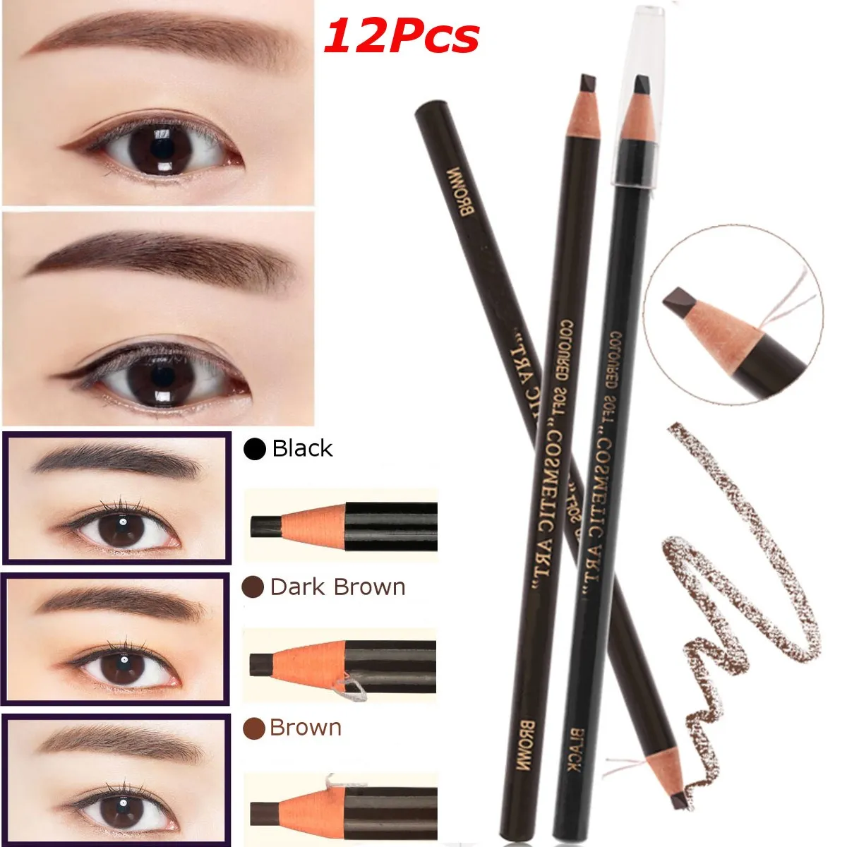 Хит 12 шт./компл. карандаш для бровей макияж тени ручка косметический