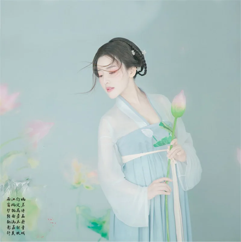 Женский костюм ханьфу Chu He, простой элегантный Весенний костюм лотоса для фотосъемки, костюм для тематической фотографии