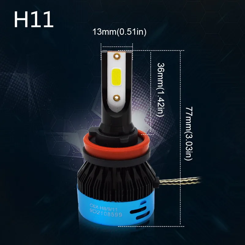 Safego 2 шт. H4 H7 H8 H9 H11 светодиодный лампы для передних фар 30 W 12 V COB(Подол короче спереди и длиннее сзади) ЛУЧ 3200LM 6000 K белый авто светодиодный фары автомобиля
