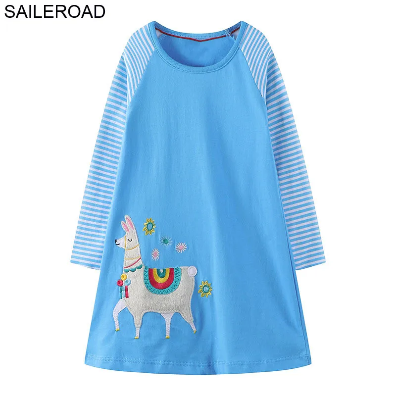 SAILEROAD Parrot Animal Embroider Девушки с длинным рукавом платье для девочек Бальное платье Детская одежда 7лет Baby cumpleamnos unicornio - Цвет: 7777 same picture