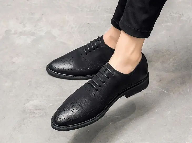 Genuine Soft Leather Pointed Toes Smart Casual Dress Shoes Carved Brogue Lace Up Breathable Summer Cut-Outs Sandals | Обувь