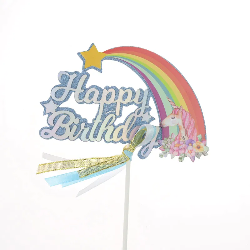 Cake Toppers Flags Rainbow Star Hot Air Balloon Moon Topper Kids Happy Birthday Wedding Baby Shower Baking Party DIY Xmas |