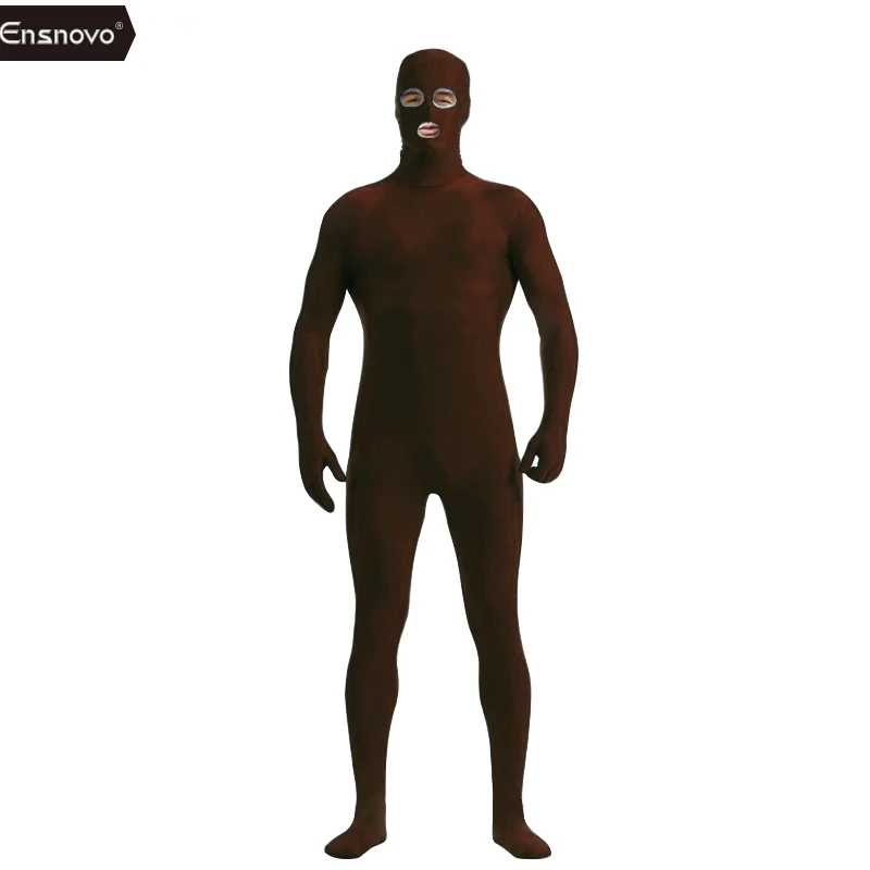 Dark Brown Ensnovo, мужской костюм из спандекса, Нейлона, Лайкры, черного цвета, на все тело, вторая кожа, плотный цвет, на заказ, костюм с открытыми глазами, для косплея, костюм зентай - Цвет: Dark Brown