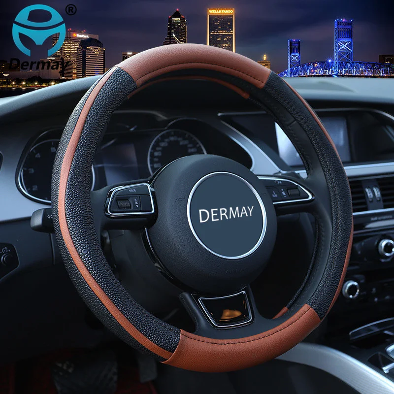 Двухцветные кожаные чехлы для руля аксессуары автомобиля руля|steering wheel case|wheel