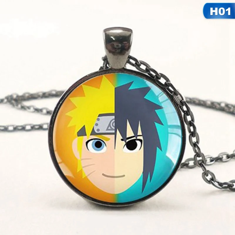 New Naruto Sharingan Eye Necklace Vintage Naruto Jewelry National Style Chain Glass Pendants Necklaces Anime Pendant