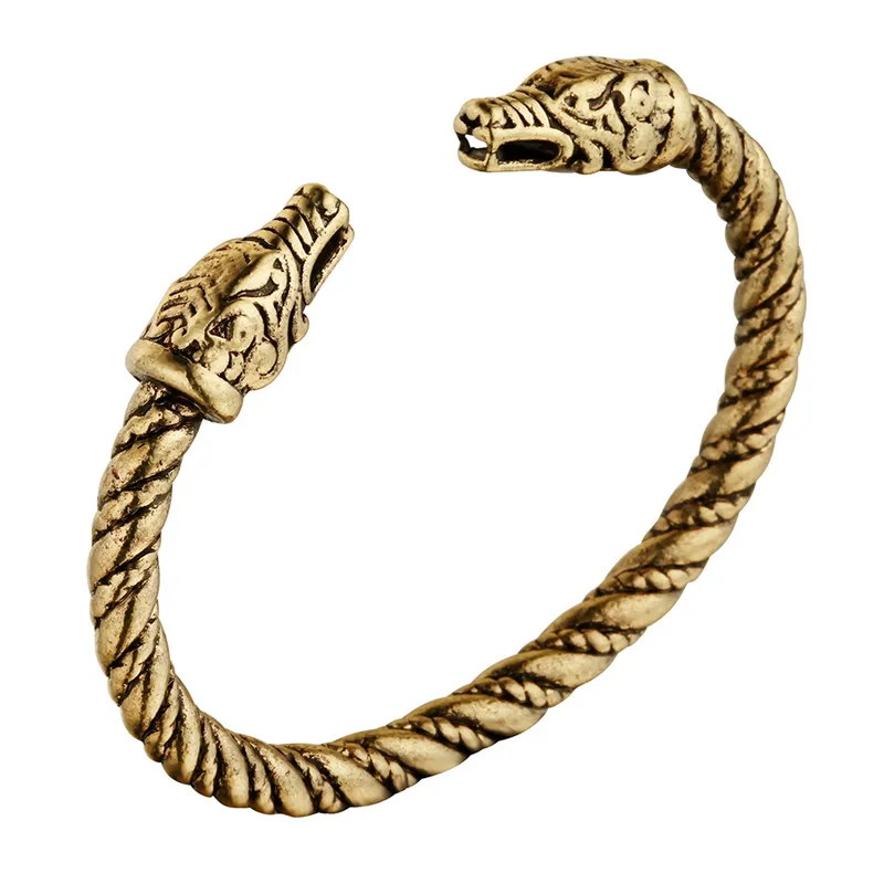 QIAMNI панк двойной голова дракона браслет для женщин и мужчин манжеты браслеты