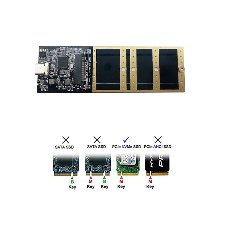 Корпус для жесткого диска USB 3 1 Type C к M.2 NVMe SSD мобильный корпус внешний M ключ PCI-E