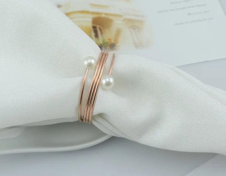 2pcs/lot Elegant Wedding Napkin Rings Pearl Metal Buckle Holder Christening Bangle Party Decor. ME 042 | Дом и сад