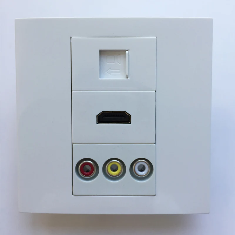 Хорошая цена настенная панель гнездо с AV + HDMI RJ45 белый цвет 86 стиль панели