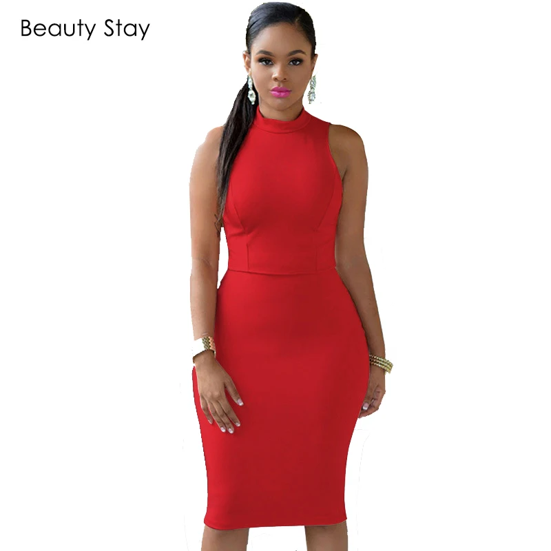 Женское облегающее платье-карандаш с открытой спиной и высокой талией | Женская