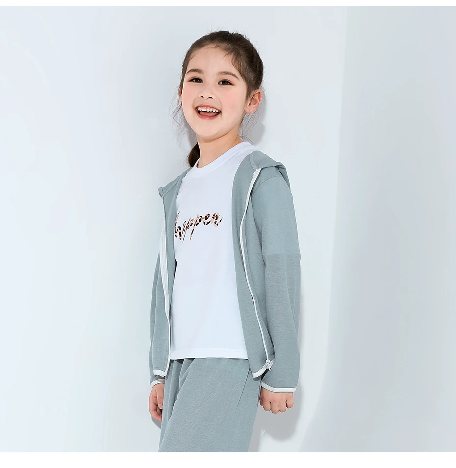 Pioneer Kids/тонкая летняя куртка с капюшоном для девочек; однотонное солнцезащитное пальто с длинными рукавами; повседневная одежда для детей; EJK910360