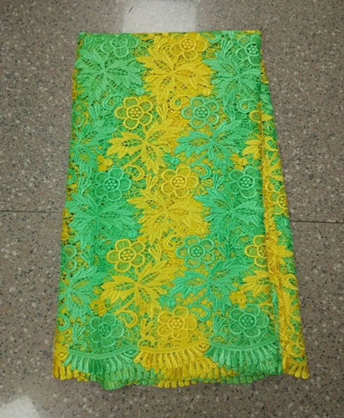 5Yards/pc beautiful green and yellow flower african water soluble lace embroidery french guipure fabric for dress BW61-5 | Дом и сад