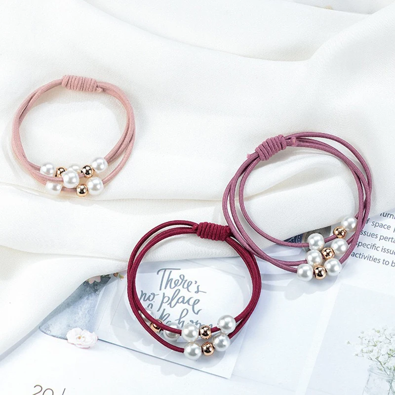 5 шт./лот женские модные эластичные резинки для волос жемчужная резинка простые