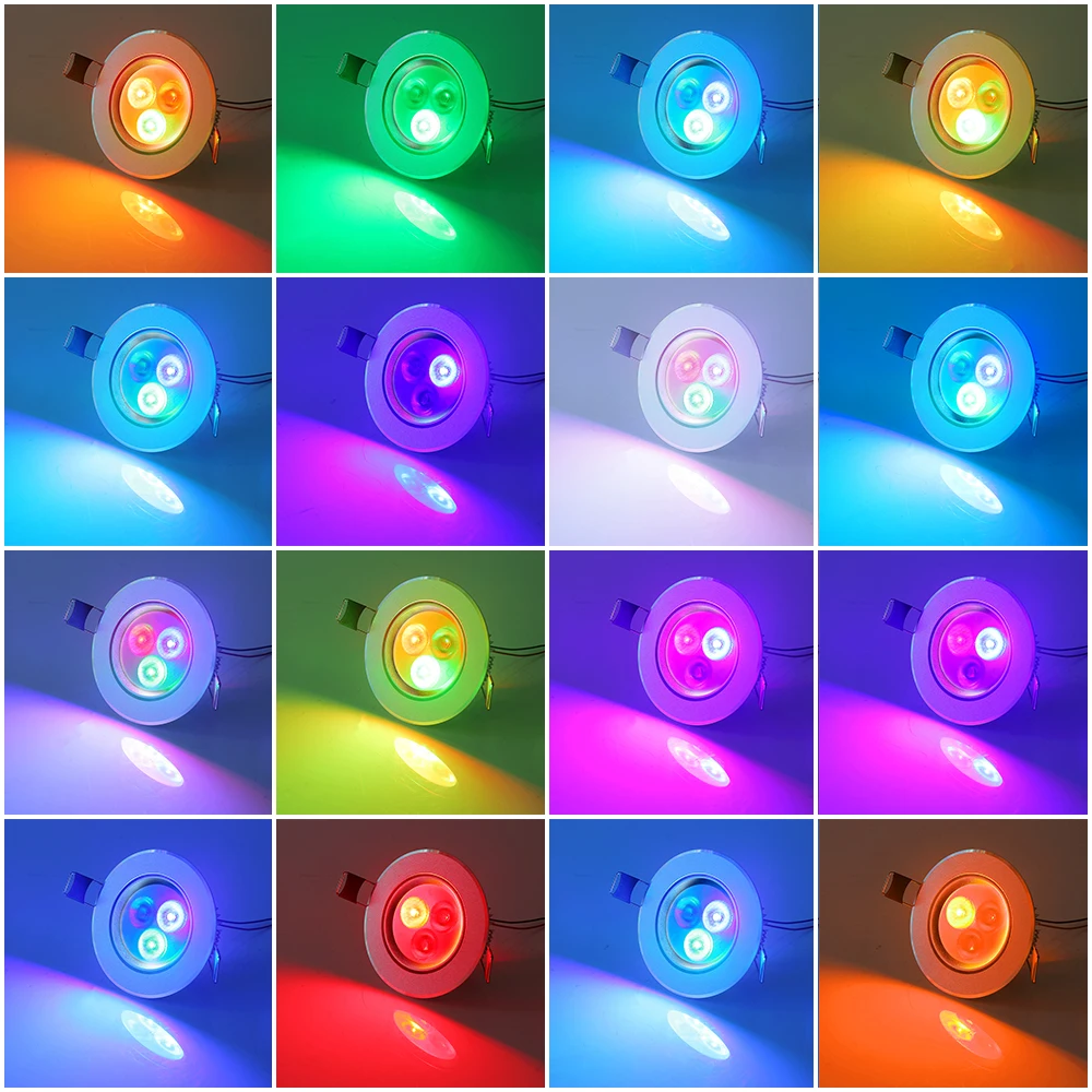 (4 шт./лот) RGB 3 Вт светодиодные потолочные светильники с пультом дистанционного