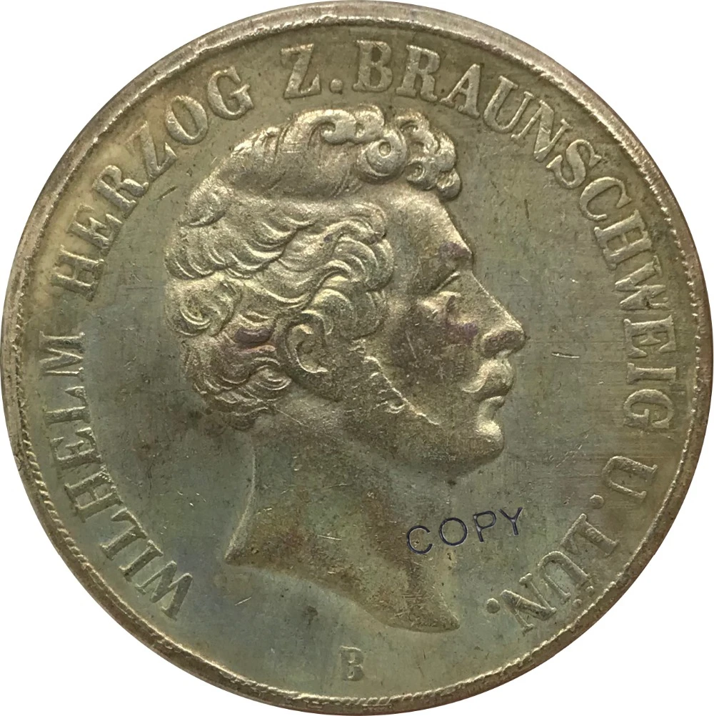 1854 Германия 2 Thaler (3 1/2 Gulden) Wilhelm Herzog предметы коллекционирования из мельхиора
