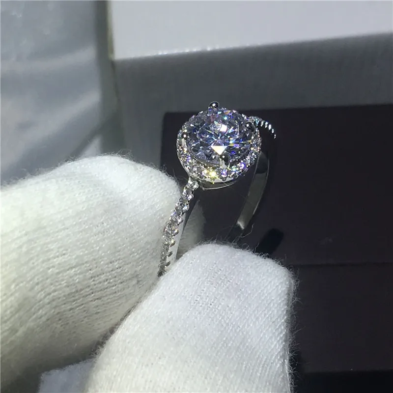 Бесконечное ювелирное свадебное кольцо для женщин 2ct 5A Циркон Кристалл Кольца из стерлингового серебра 925