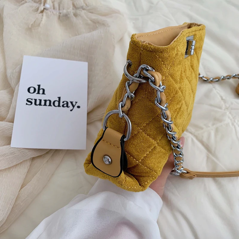 Мини-замшевые сумки через плечо для женщин цепь сумка через плечо Женская Стеганая дорожная сумка через плечо женские сумочки