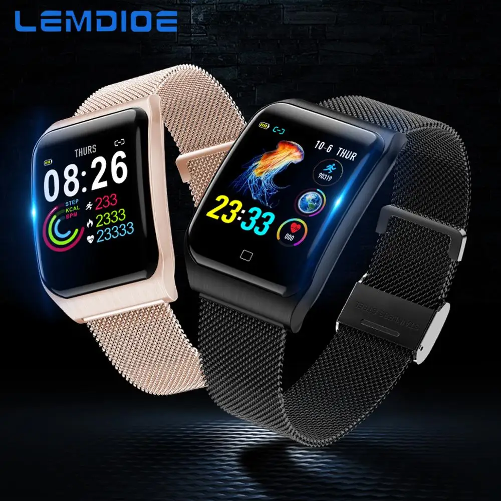 LEMDIOE NEW all-metal IP68 waterproof smart watch men heart rate blood pressure sleep monitor health smartwatch for android ios