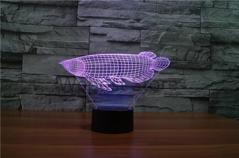 3D моделирование рыбы визуальный светодиодный ночник Lucky Arowana настольная лампа