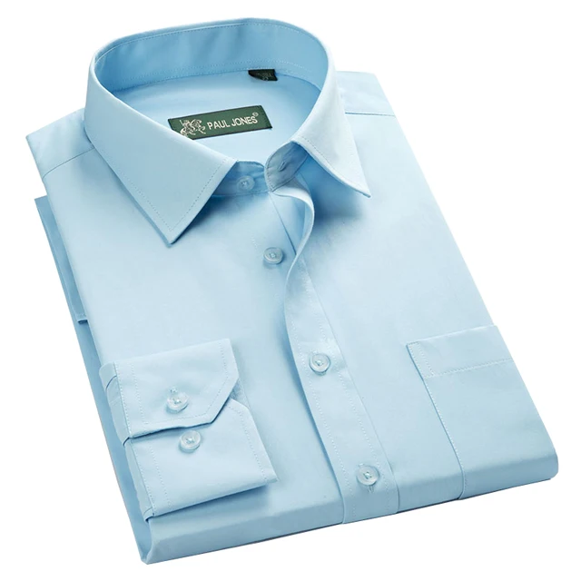 5508 Plain Men's Classic Regular-fit Plain/Striped/Twill Basic Dress Shirts with Pocket Formal Business Long Sleeve Work Office Tops Shirt - Цвет: 5508 Plain