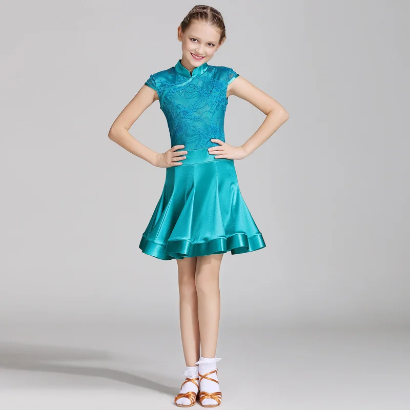 

Lace Latin Dance Dress For Girls Latin Costume Child Kids Dancing Dress Girl Dancewear Kid Competition Latin Dress High Quality