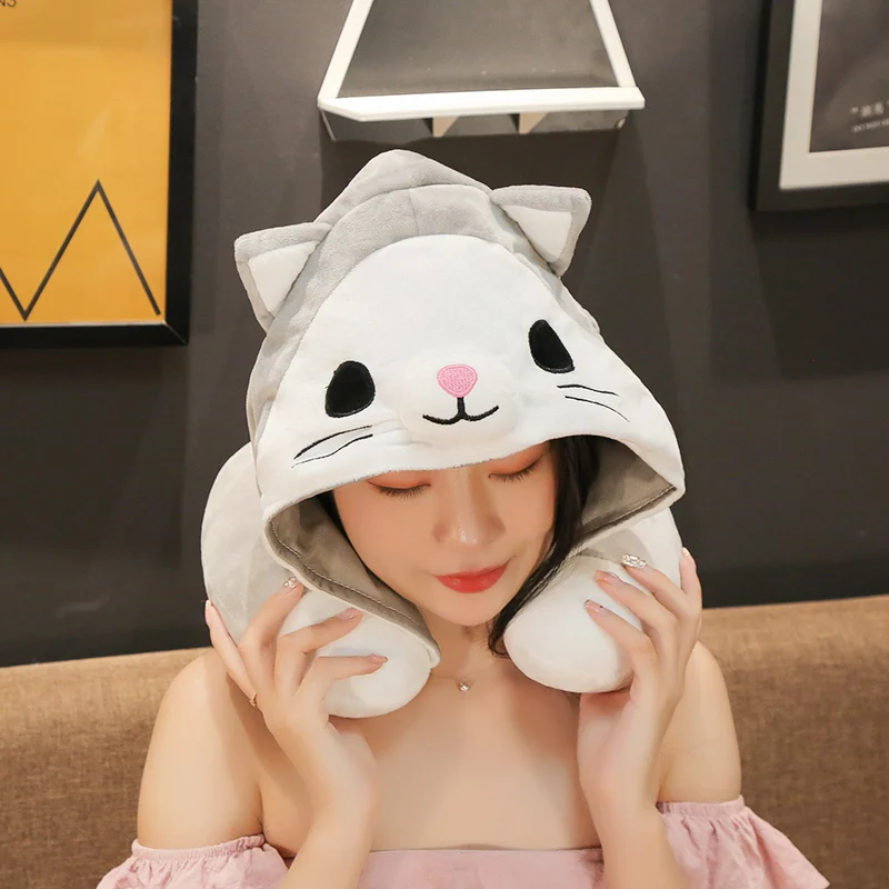1 шт. 30 см kawaii Единорог набивная u-подушка форма с шляпой плюшевые игрушки милый Тоторо медведь кошки самолет автомобиль подушка для шеи куклы