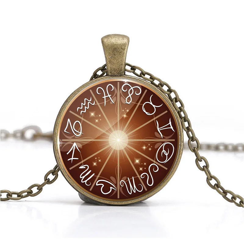 Ожерелье с 12 знаками Зодиака винтажные звезды гороскоп ведьмахство стеклянные