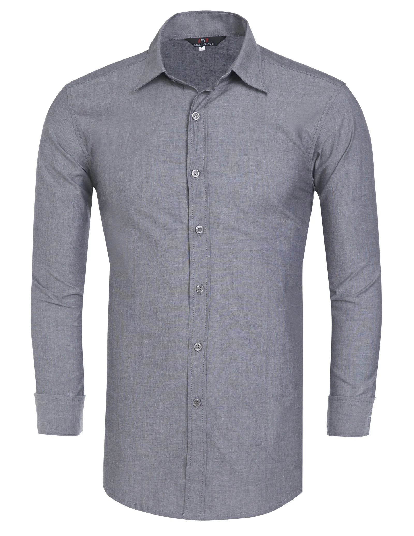 Повседневная мужская рубашка из полиэстера с длинным рукавом фирменный наряд