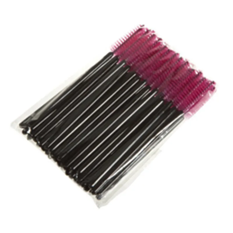 Black-Red 50 шт. щетка для ресниц Макияж щеточки Одноразовые Тушь для ресниц палочки аппликаторы для ресниц косметические кисти инструменты для макияжа 7 цветов - Handle Color: Black-Red