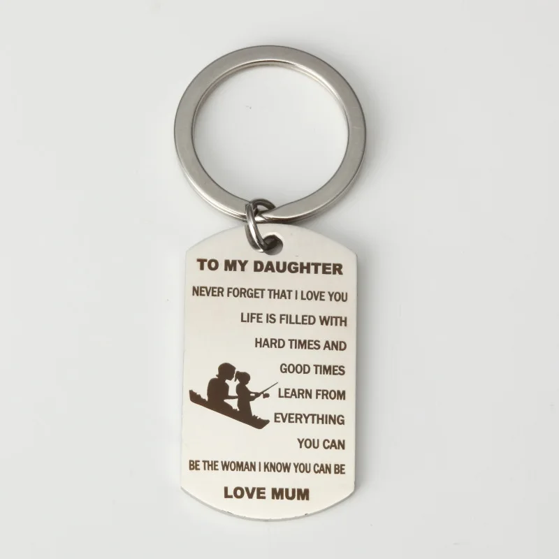 

Silver LOVE MUM Key Chain Jewelry Stainless Steel Military Card Key Chain Jewelry For Christmas Women Gift