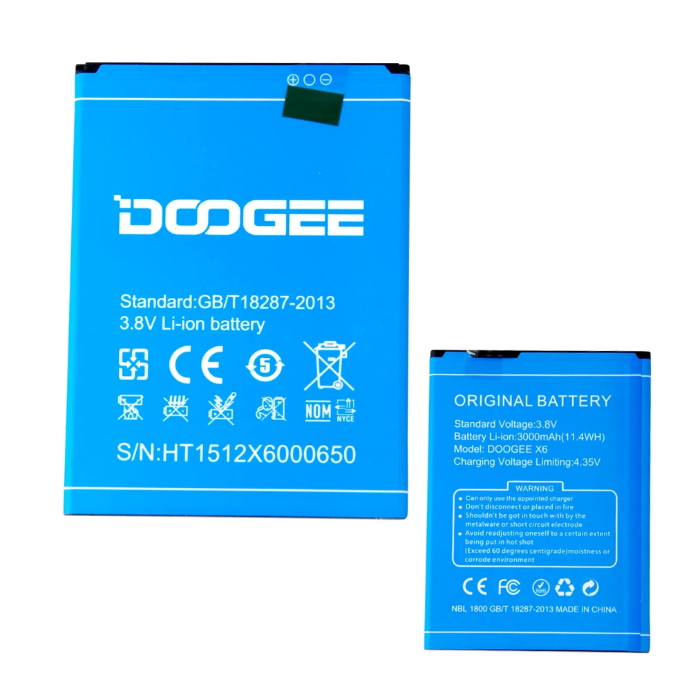 100% оригинальная запасная батарея DOOGEE X6 для смартфона Pro 3000 мАч + номер