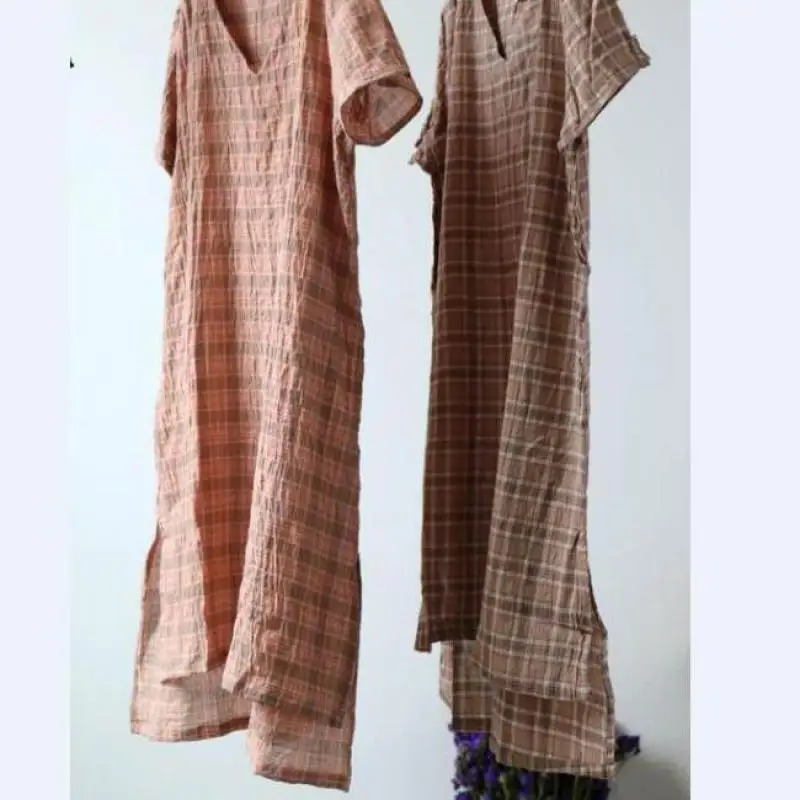 Оригинальное Плиссированное хлопковое льняное платье свободного покроя Vestidos 2020