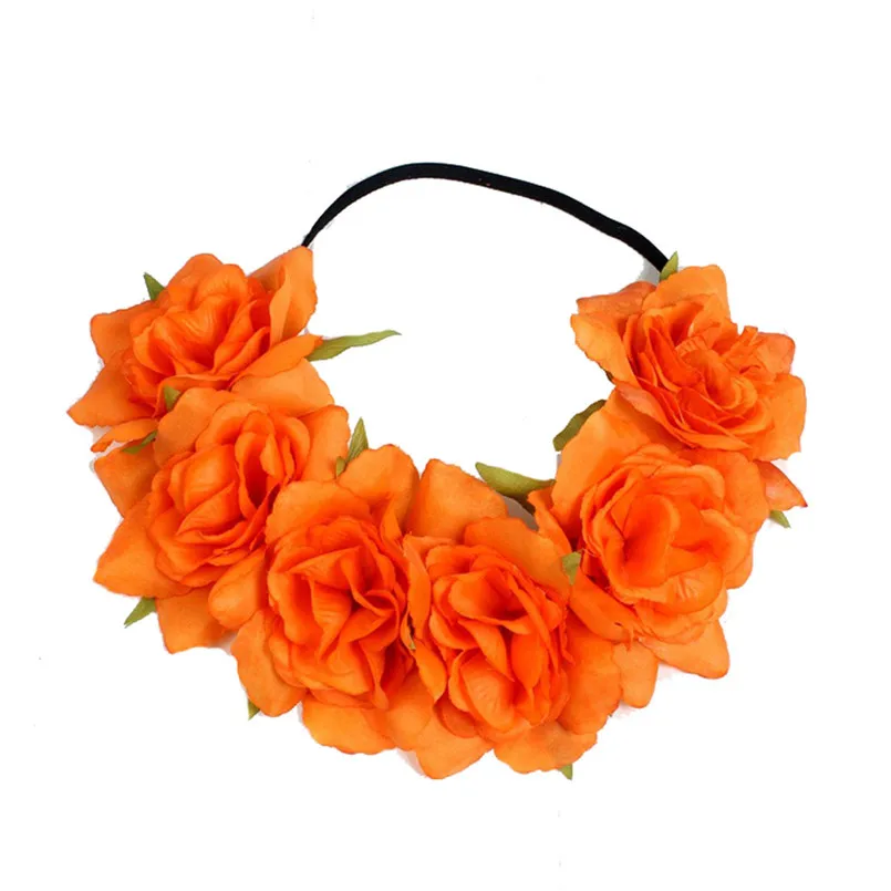 New Large Rose Flower Forehead Hair Headband Hair Crown Summer Festival Garland S1