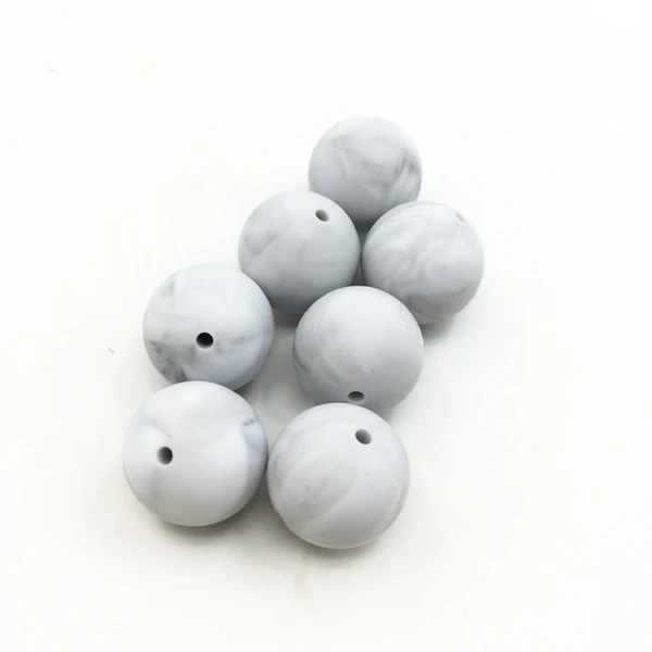 marble 36 цветов, яркие бусины, 50 шт., Силиконовые Детские Прорезыватели для зубов, 20 мм, безопасные, пищевые, для кормления, жевательный Круглый Силиконовый Прорезыватель для зубов из бусин - Цвет: marble