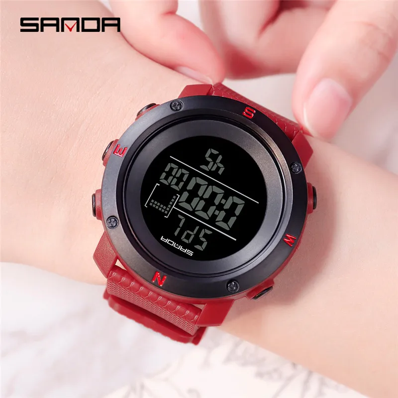 SANDA женские спортивные часы цифровые светодиодные водонепроницаемые модные