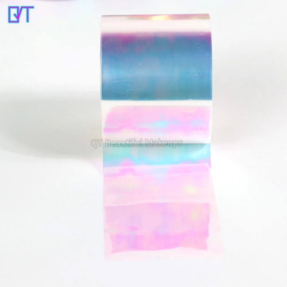 Голографические наклейки QT Beauty Blue 100*5 в стиле разбитого стекла для ногтей