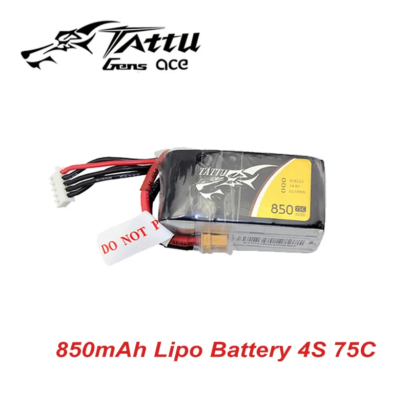 Литий полимерный аккумулятор Tattu 4S 850mAh 14 8 V 75C литий с разъемом XT30|4s lipo|lipo battery4s lipo