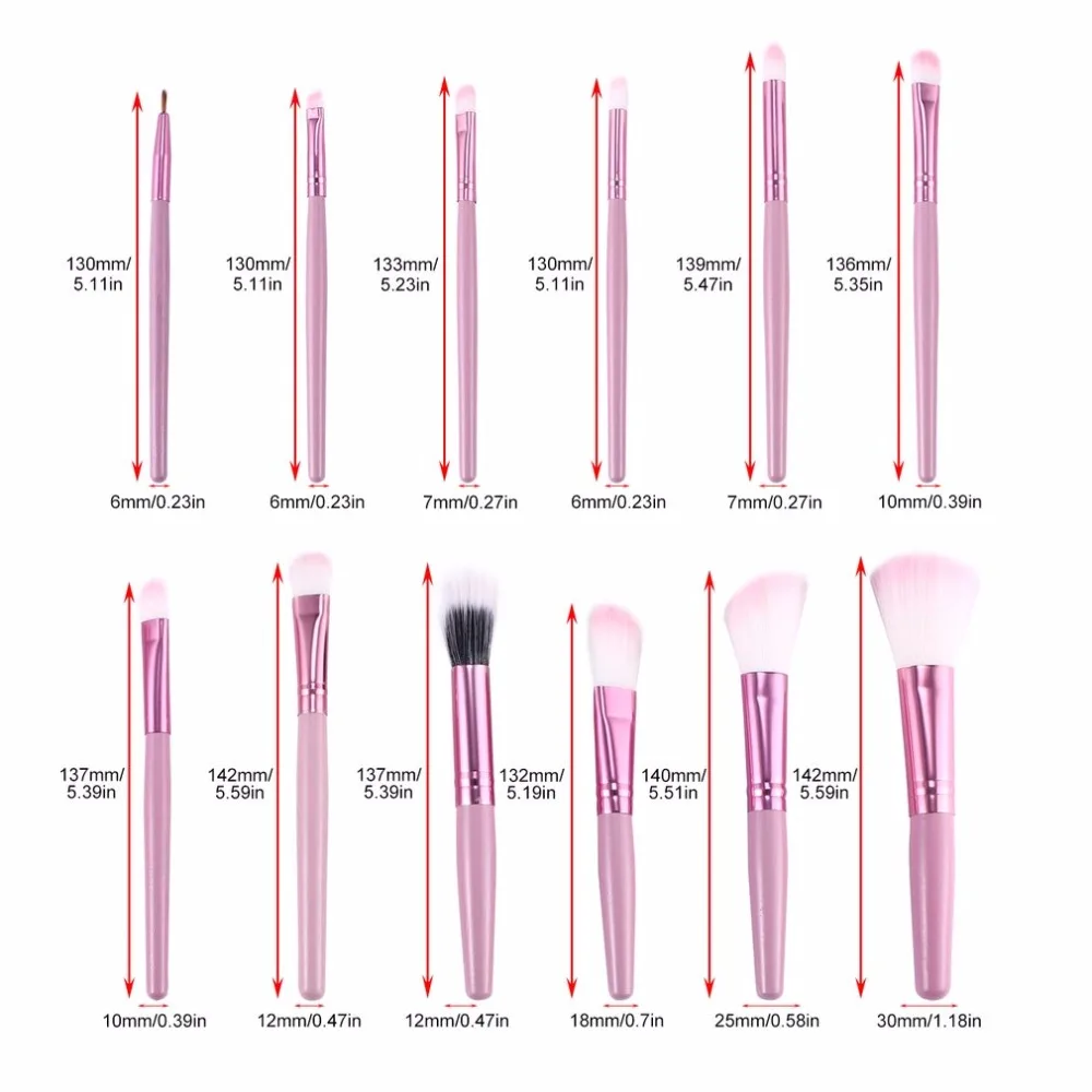12 шт./компл. набор кистей для макияжа контурный консилер мощная основа подводка