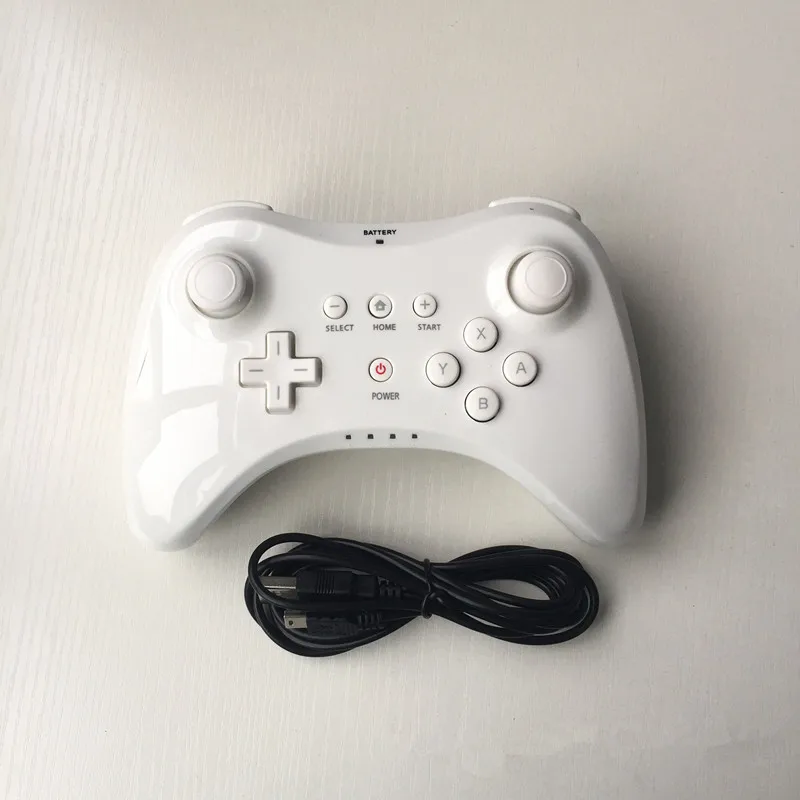 Белый Беспроводной пульт дистанционного управления с usb-кабелем для Nintendo wii U Classic Dual Bluetooth Gamepad, обновление игрового геймпада - Цвет: Белый