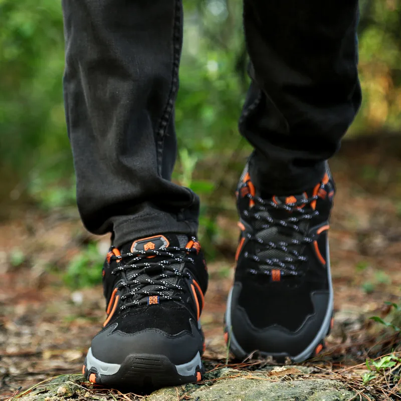 CAMEL JINGE Classic Men Climbing Shoes Black Outdoor Travel Breathable Ankle Foot Protect Male Hiking Shoes zapatillas trekking