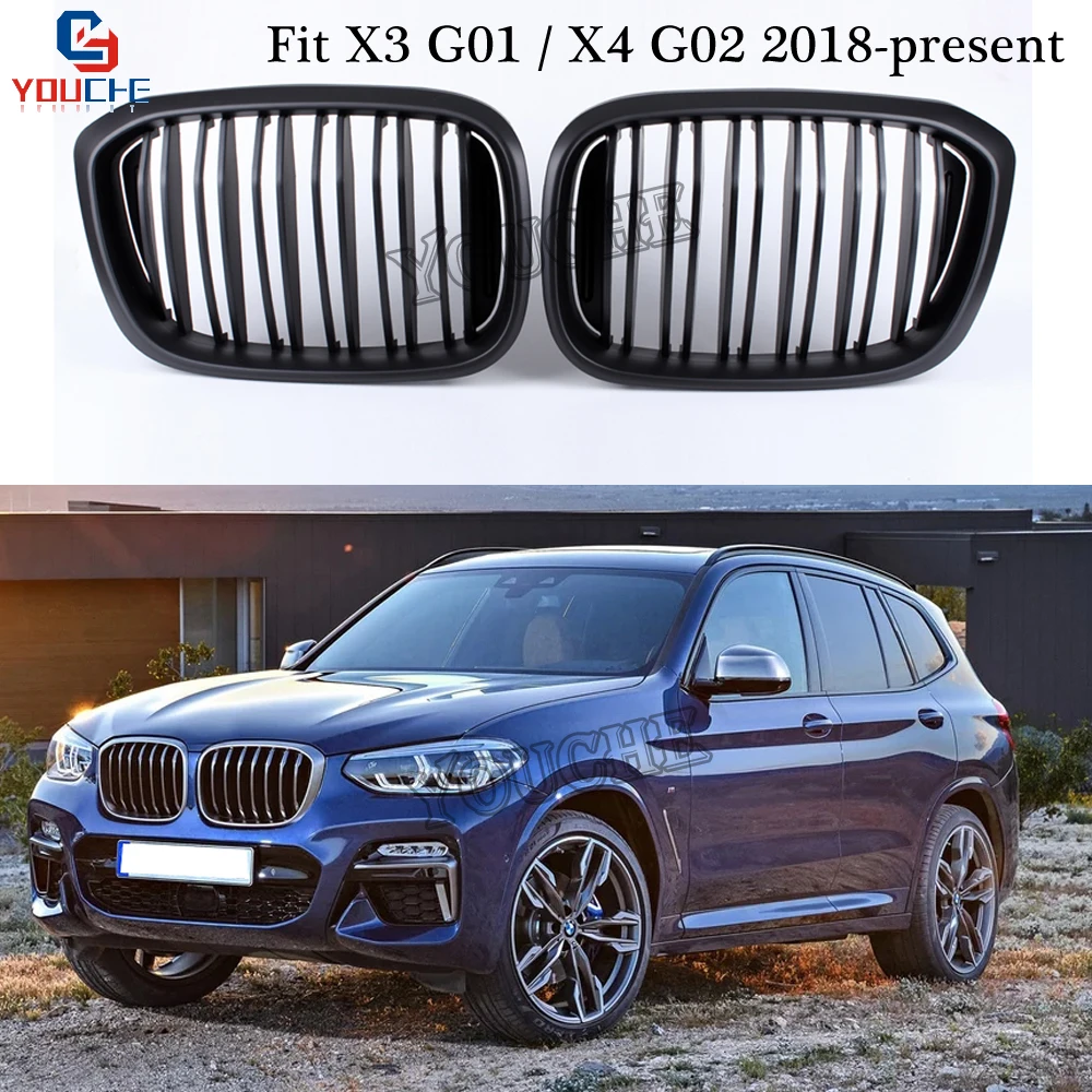 Двойная Передняя решетка радиатора для BMW X3 G01 / X4 G02 2018 2019 5 дверная передней капота