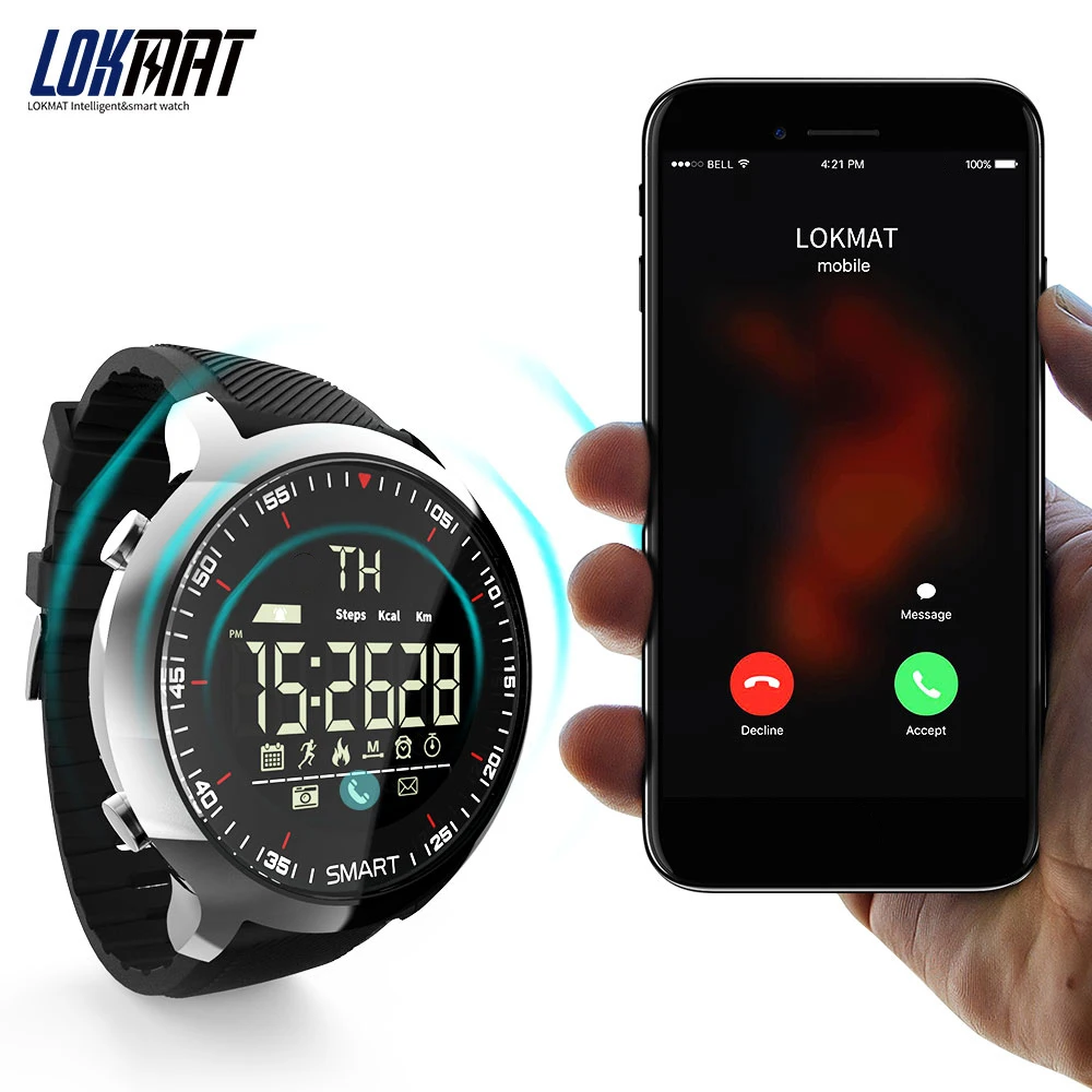 Смарт-часы lokmat MK18, спортивные, lcd, водонепроницаемые, шагомеры, напоминание о сообщениях, BT, для плавания, мужские смарт-часы, секундомер, для ios, Android