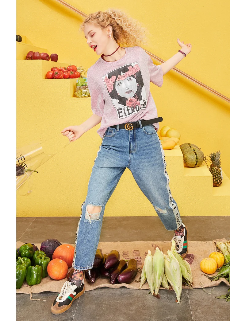 ELFSACK Spring New Oversized Jeans Woman Casual Straight Cotton Women Trousers Mid Waist Light Loose Ladies Plaid Pants