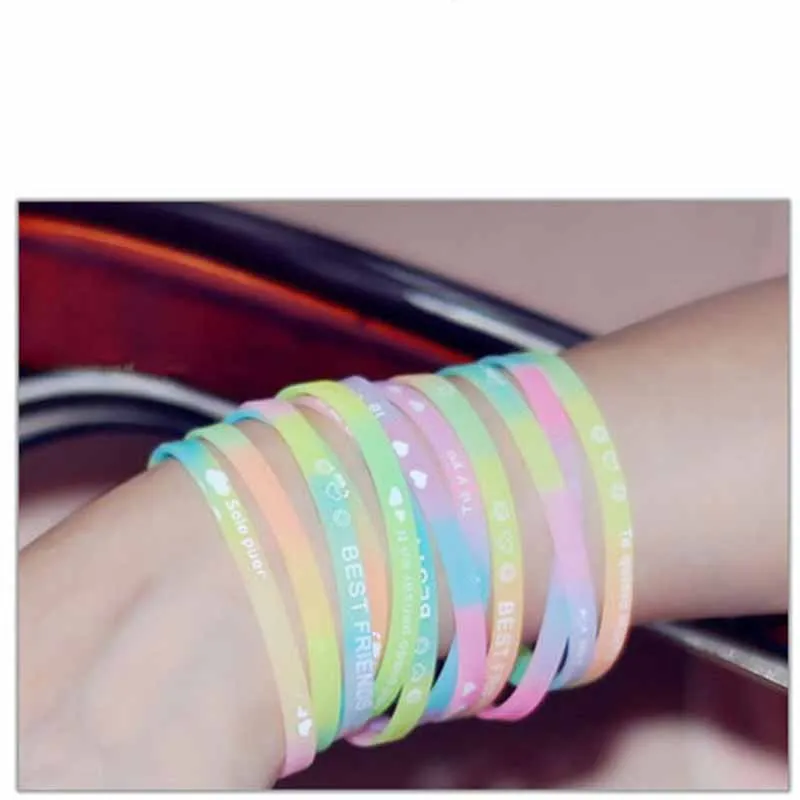 10 Pieces / English Alphabet Silicone Sports Bracelet Punk Hip Hop Luminous Ladies Fashion Lovers Jewelry Gift | Украшения и