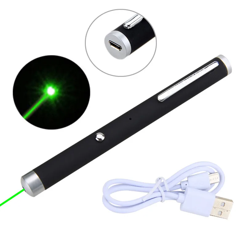 Черный Лазерная ручка мощная лазерная указка USB перезаряжаемая ведущая дистанционная Лазерная охотничья лазерная указка с батареей - Цвет: Черный
