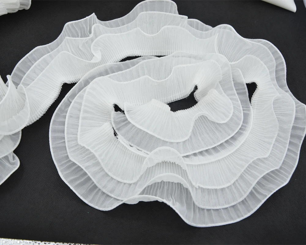 10 ярдов размер 7 см черный/белый цвет изысканное Качество Плиссированные шифон