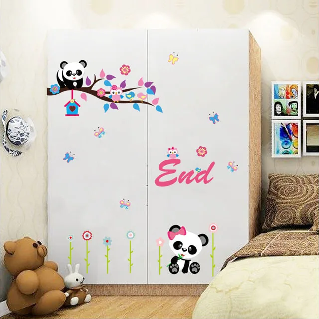 [Fundecoration] Милая Наклейка на стену с пандой из мультфильма сделай сам декор для