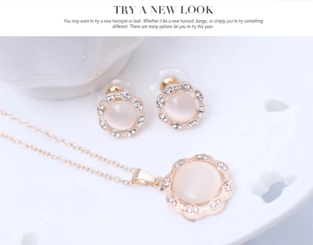 Новинка 2017 года Опал Кристалл Белое золото/розовое золото комплект ювелирных